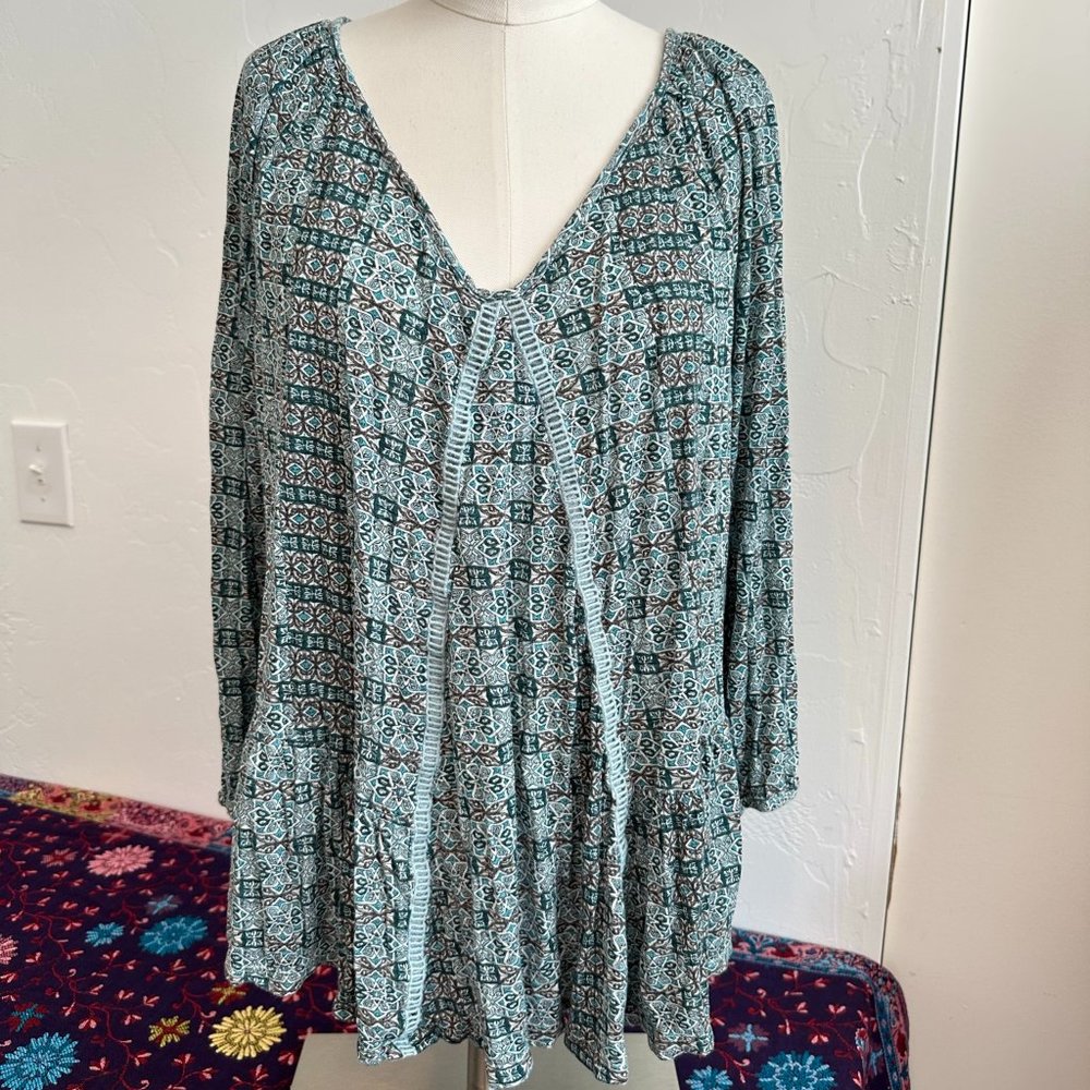 Vintage America Blues Long Sleeve Peasant Top [WM SZ M]